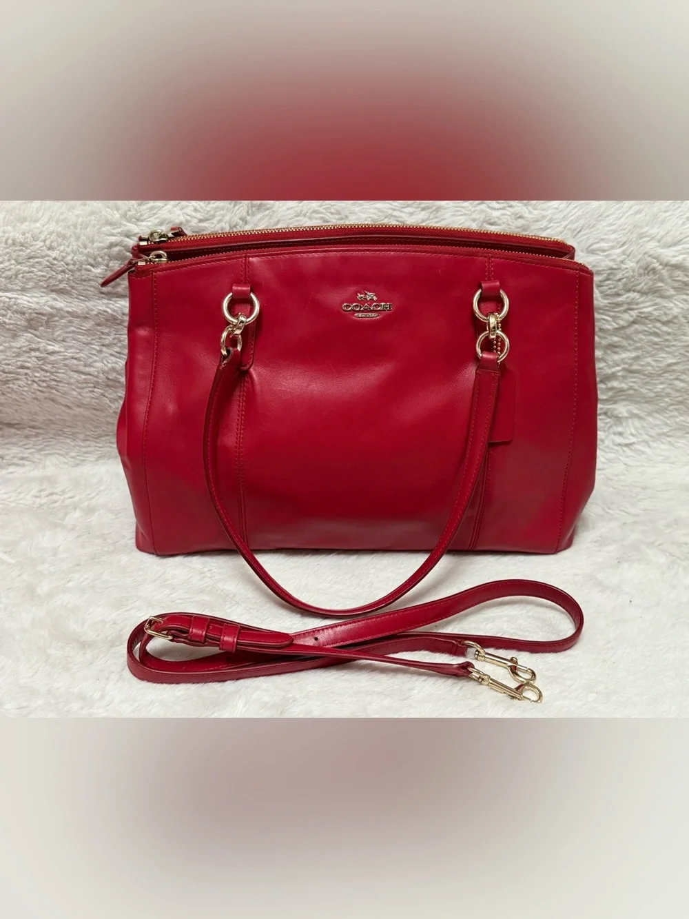 Coach Purse Coach Christie Carryall Large Coach Large Christie Carryall Navy Blue Crossgrain Leather Triple  Compartment